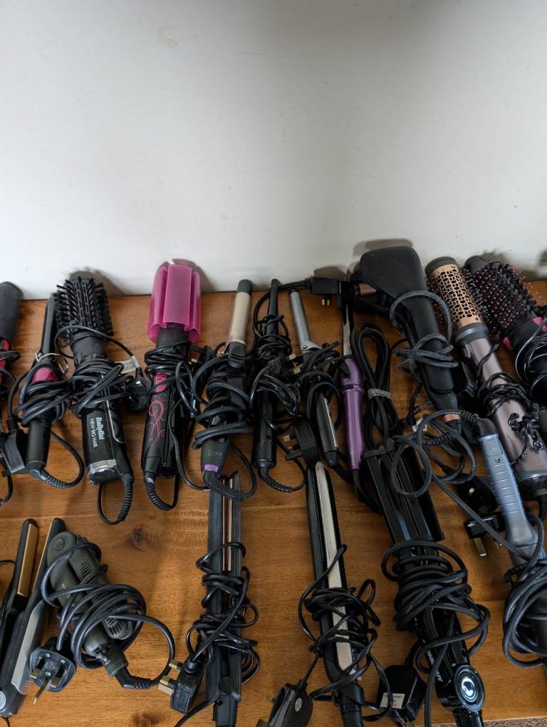 Massive Bundle of 22 Pairs Of Hair Straighteners, Curling Tongs And Curlers 