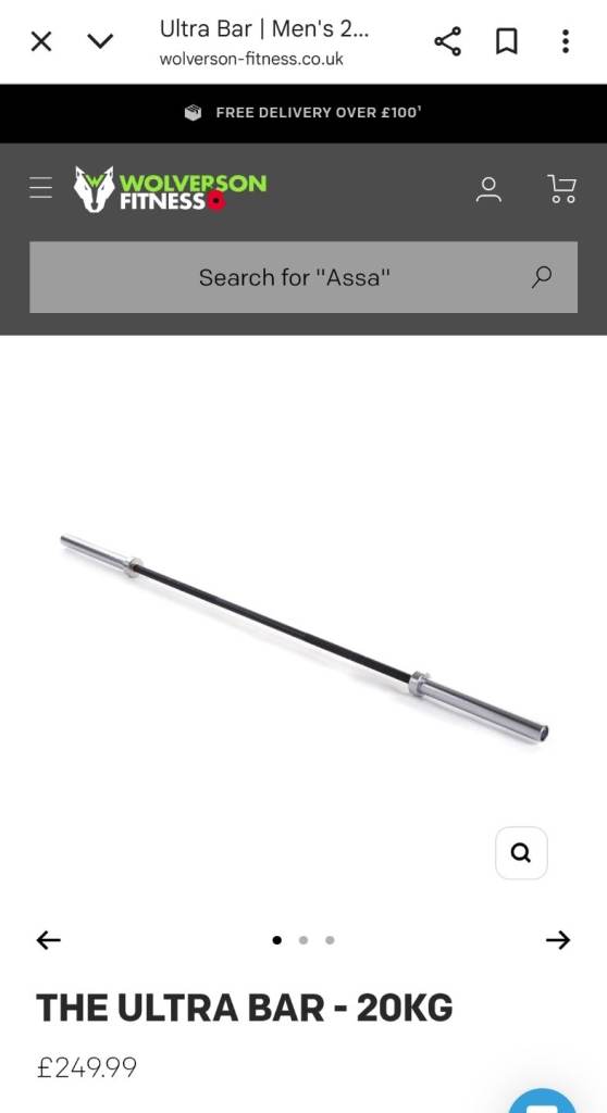 Wolverson 7 foot 20kg olympic the ultra bar barbell RRP £250