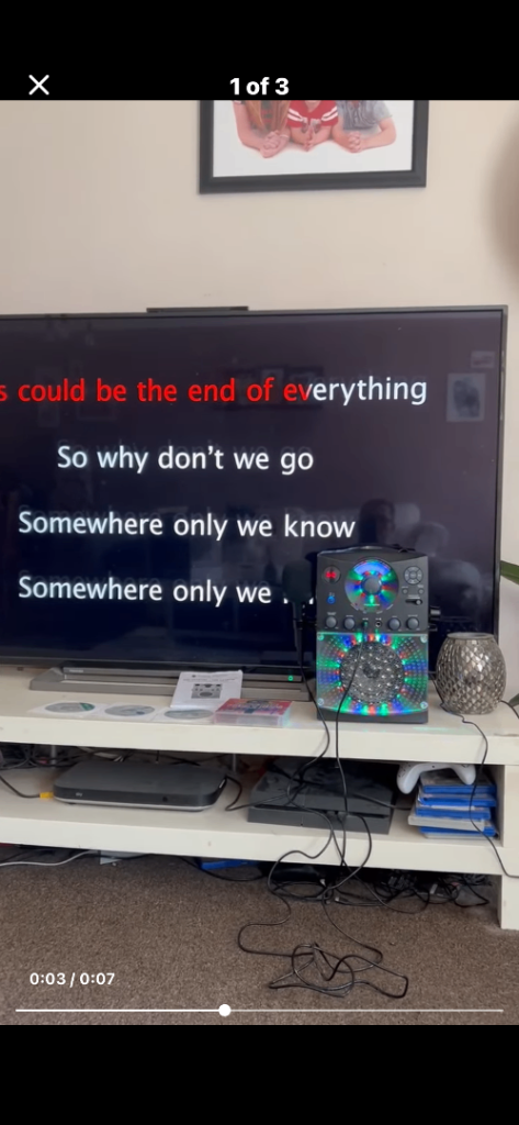 89.99 on Amazon BT Singing machine karaoke with discs microphone and all lights up 
