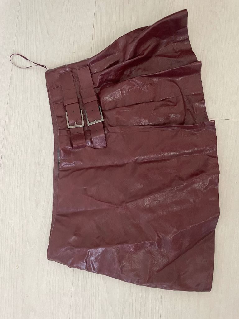 Primark Red Faux Leather Mini Skirt – Size 14