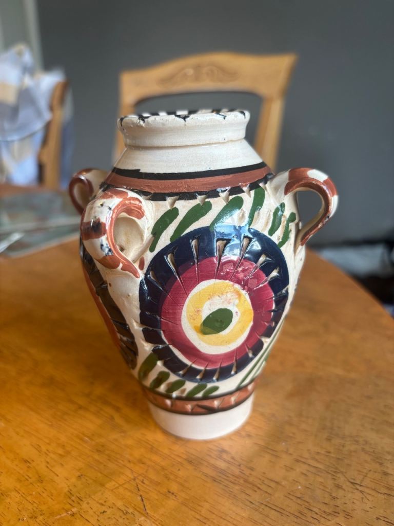 Vintage Hungarian Folk Art Redware Vase