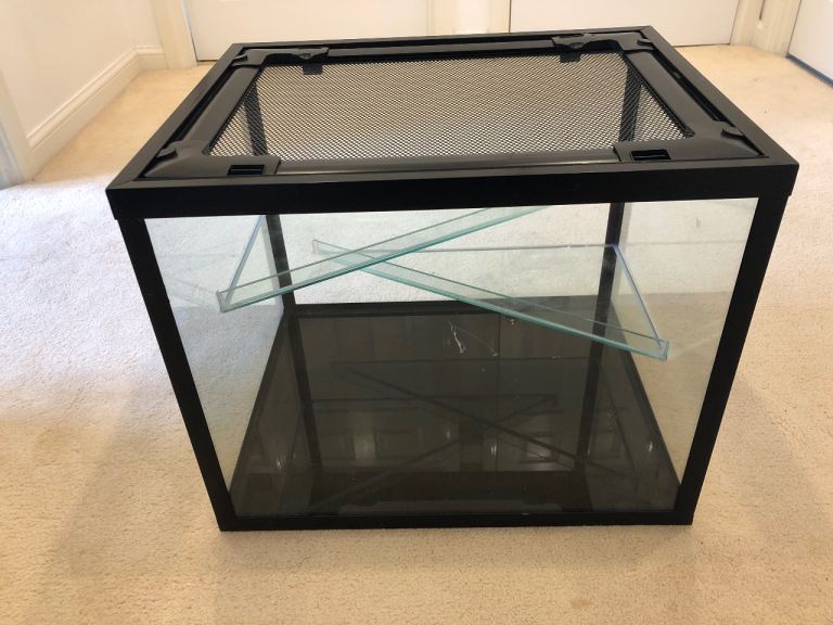 Black framed glass cover with open/closed top cover