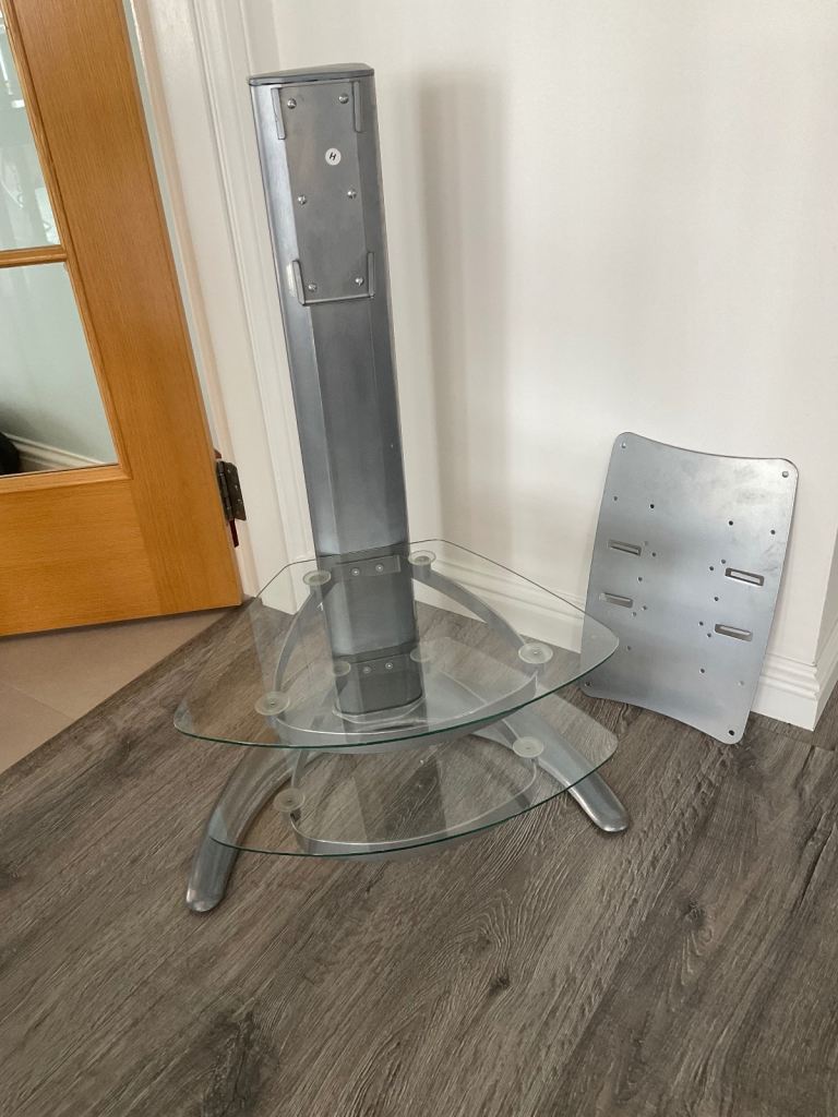 TV Floor Stand with 2 glass shelves