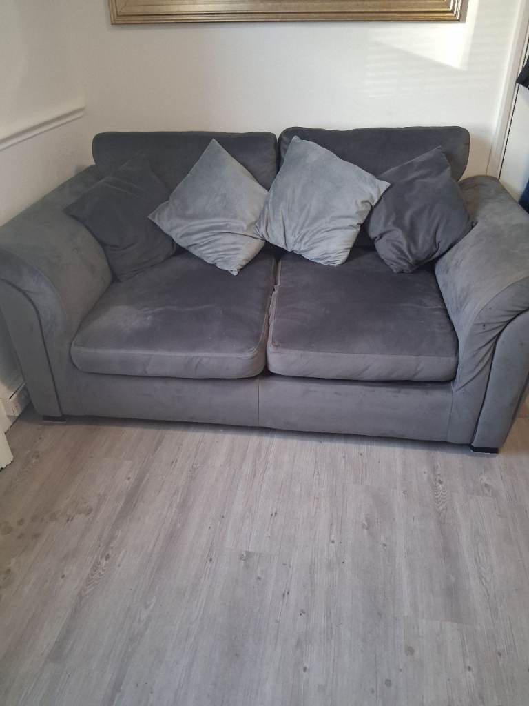 Grey Fabric Sofa Bed with Mattress – Good Condition