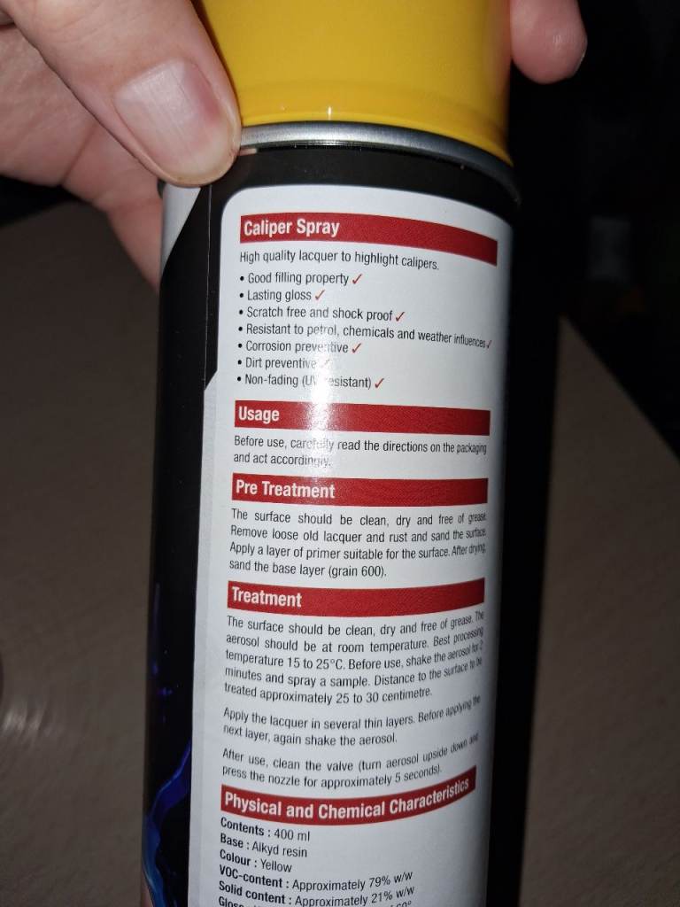Yellow caliper paint heat resistant