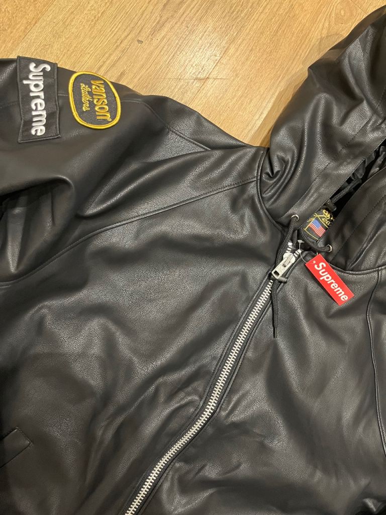Supreme x Vanson leather hooded jacket 