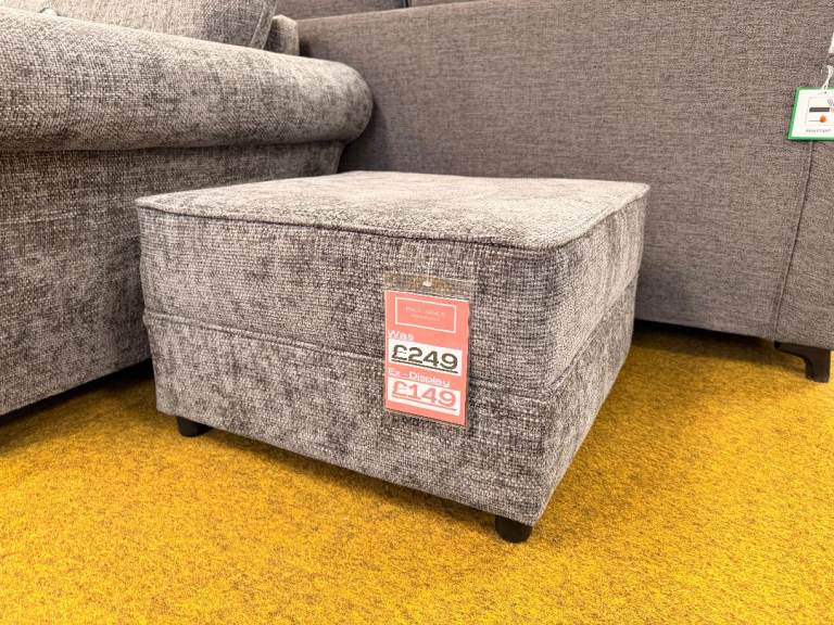 Grey Fabric Footstool Ex-Display