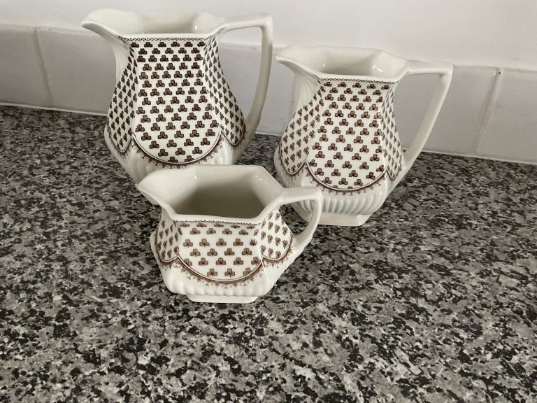 VINTAGE Adams Sharon Milk Jugs,  3 in Different Sizes 