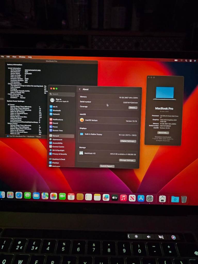 Macbook pr 16 A2142 2.6i7 16gb 500gb ssd
