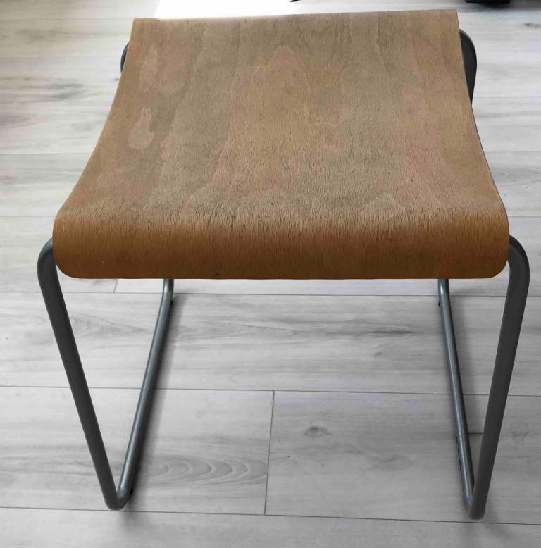 Low wooden top stackable Stool, Metal Frame-Very good Condition. Open to offers. Collection only