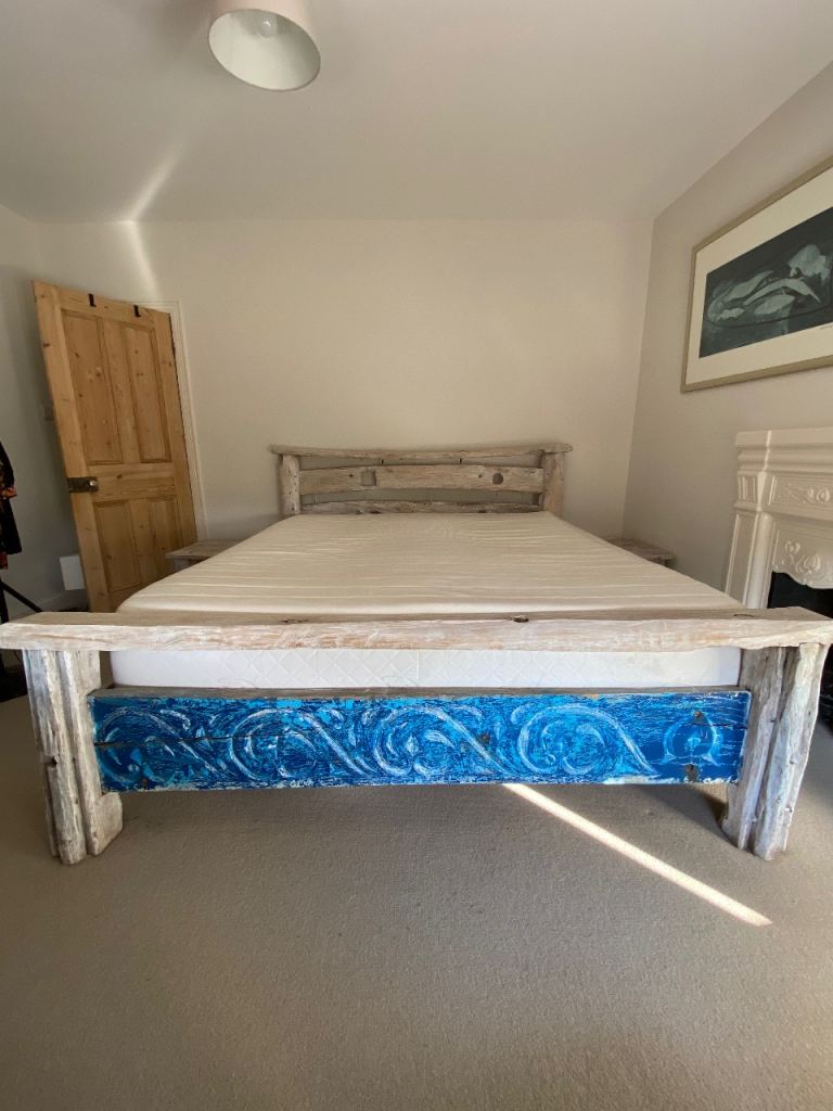 Unique Kenyan Dhow (boat) King Bed Frame with Unique Carved Detail
