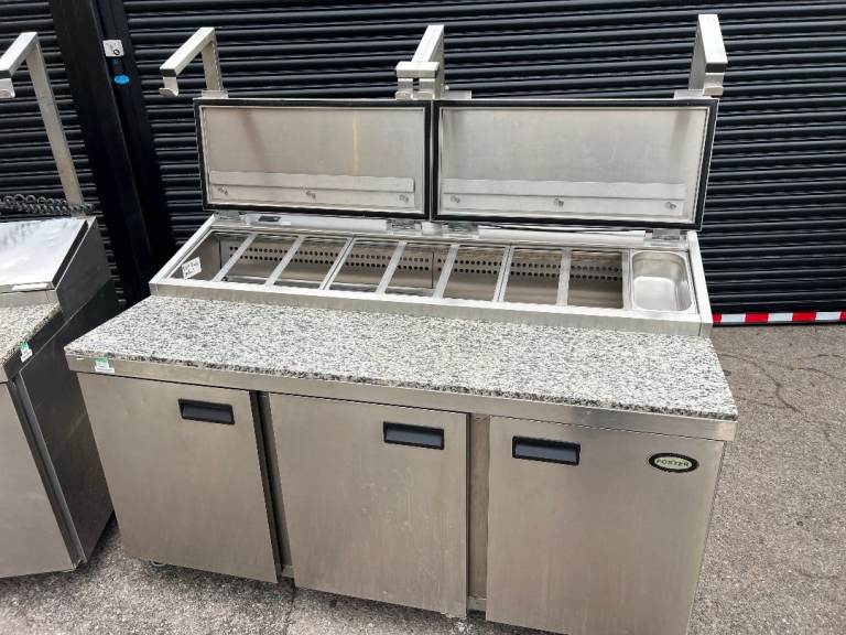 FOSTER MARBLE TOP PIZZA  SALAD TOPPING FRIDGE ,CATERING COMMERCIAL KITCHEN TAKE AWAY RESTAURANT