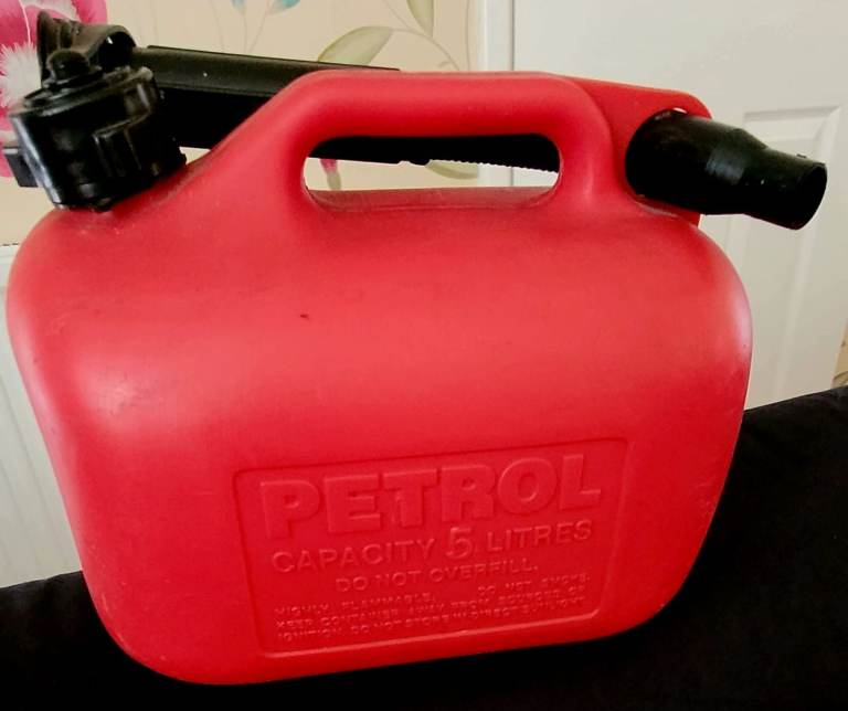 5L Petrol Fuel Can Garage Workshop Plastic Flexible Spout Red 5 Litre