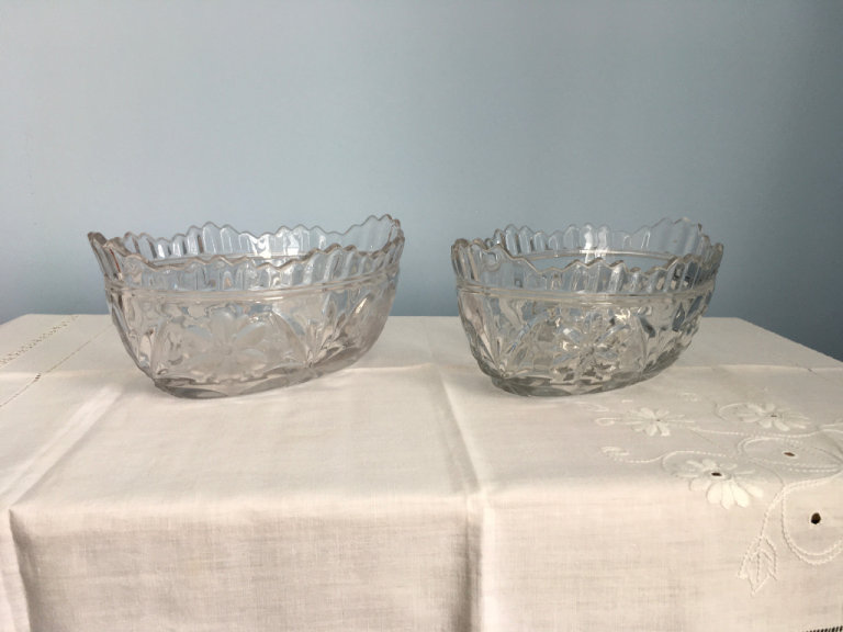 Vintage oval pressed glass bowls (2 available)