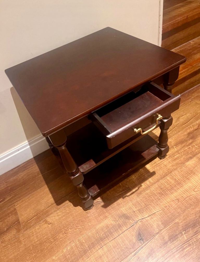 Side table with shelf and drawer