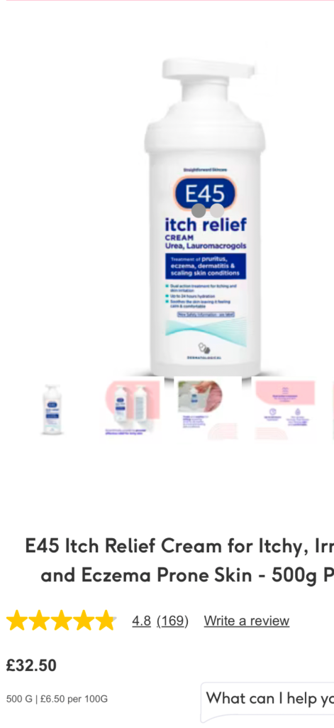 E 45 ITCH RELIEF CREAM 500G BRAND NEW SEALED 