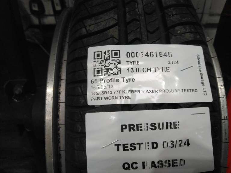 165/65r13 77t Kleber Viaxer Presure Tested Part Worn Tyre
