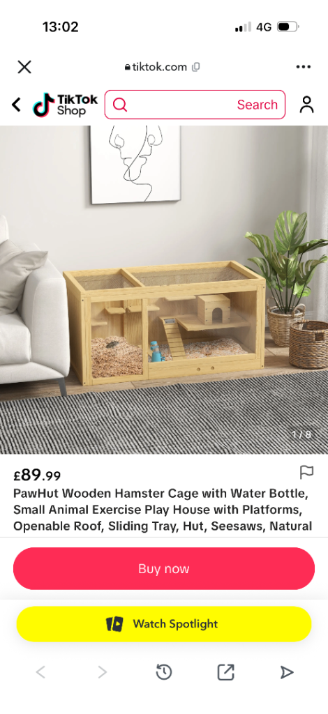 Wooden hamster cage
