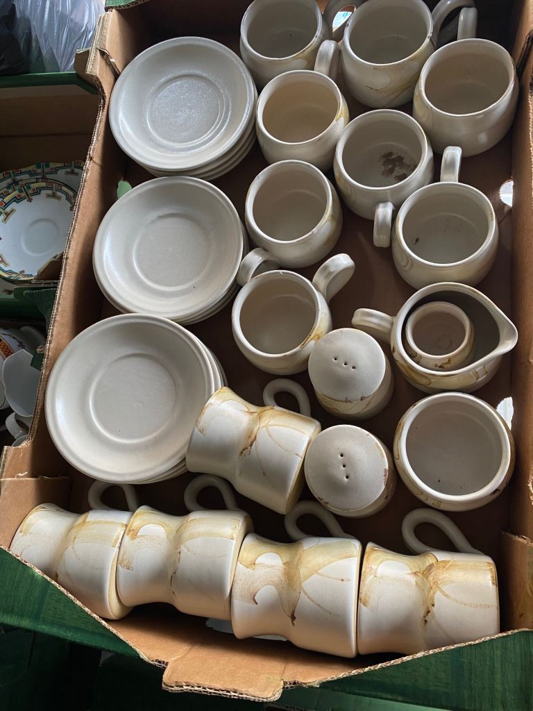 31 pieces Vintage Tea Set Barbara Davidson Larbert Pottery swirl wave .