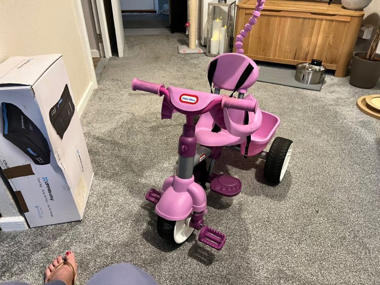 Little Tikes Pink Tricycle with Push Handle and Sun Canopy