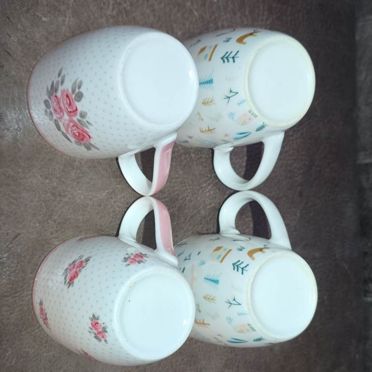 Set of 4 Mugs - Floral and Woodland Designs