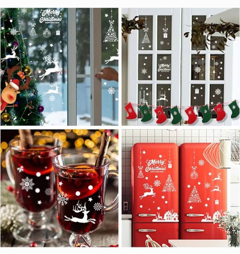 Bnip 197 Pieces Window Stickers Christmas Window Clings
