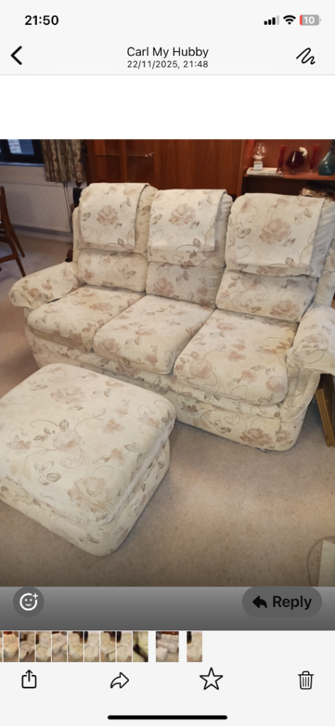 Sofa Celebrity Woburn Corsica Rose Three seater settee 2 recliner chairs and large footstool.