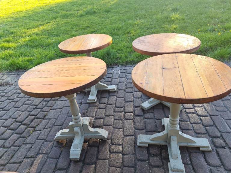Set of 4 Farmhouse Bistro Tables | Solid Wood | Commercial Pub/Cafe Furniture