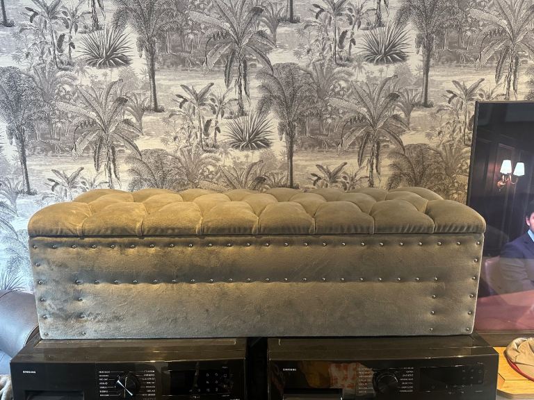 Grey ottoman storage bench