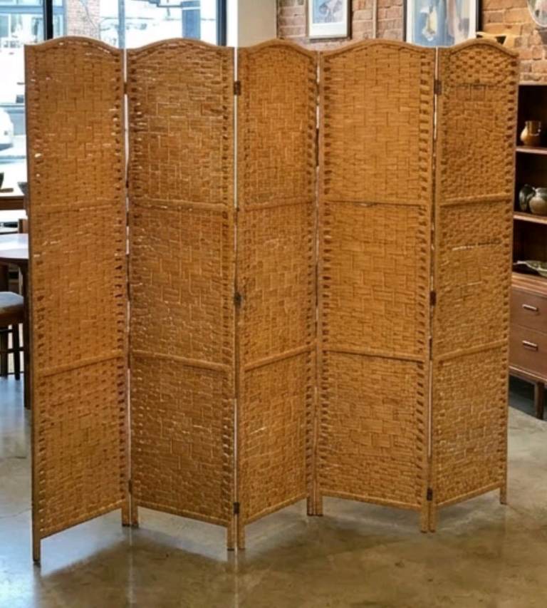 Rattan 6 panel room divider 
