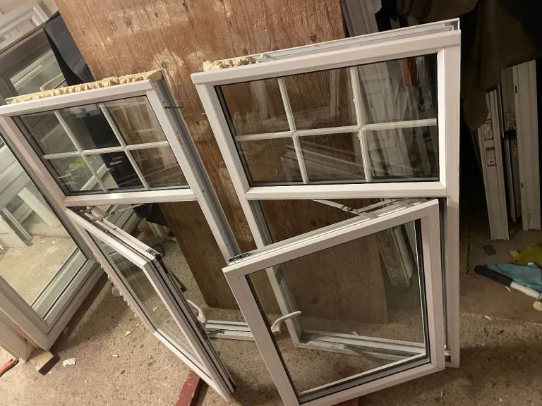 H 126.5 x W 66 cm - MATCHING PAIR - £80 EACH - MODERN ALUMINIUM DOUBLE GLAZED GEORGIAN WINDOWS