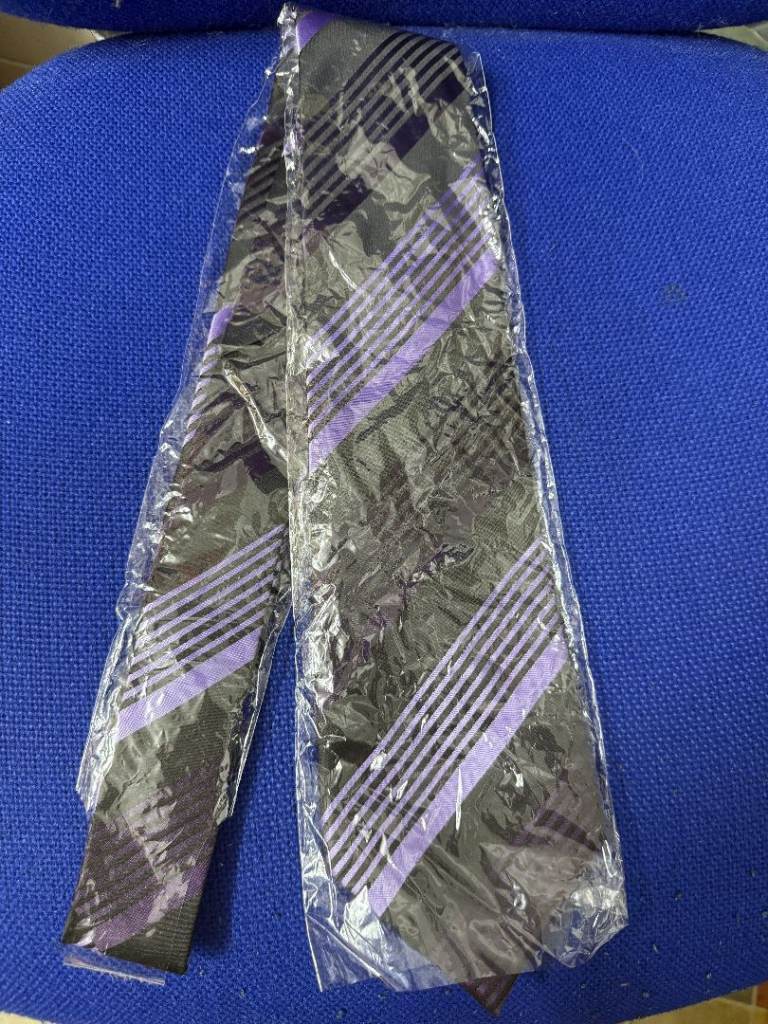 Giorgio Armani Silk Tie Mens Striped Purple Black Grey Luxury Designer Italy New