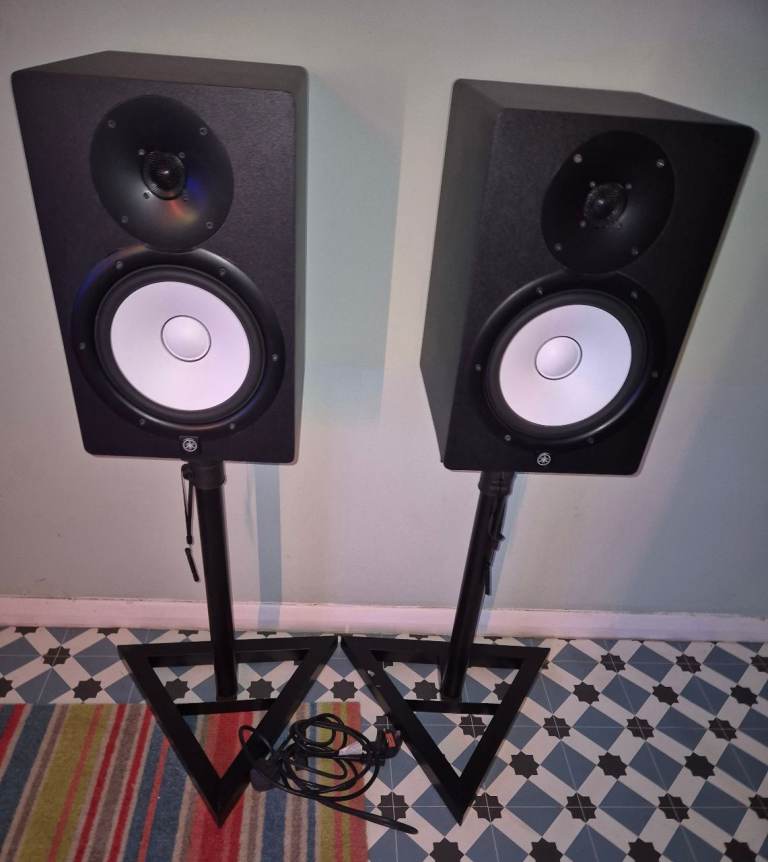 image for Pair Yamaha HS8 powered monitors with stands.