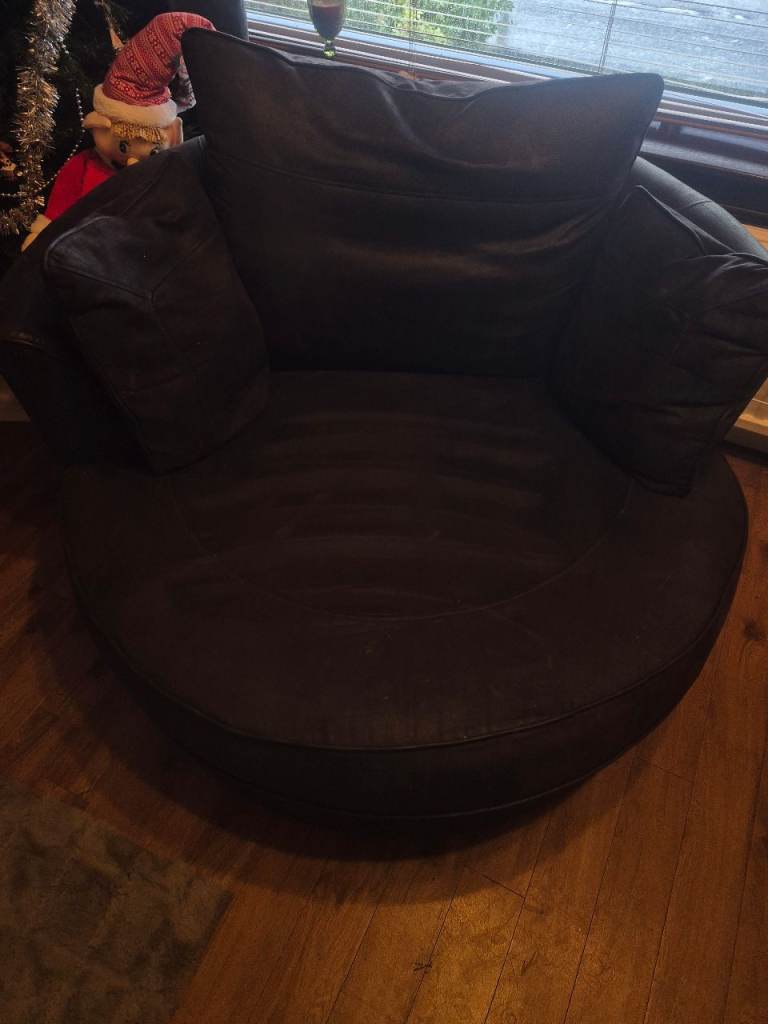 Sofa with swivel chair and footstool