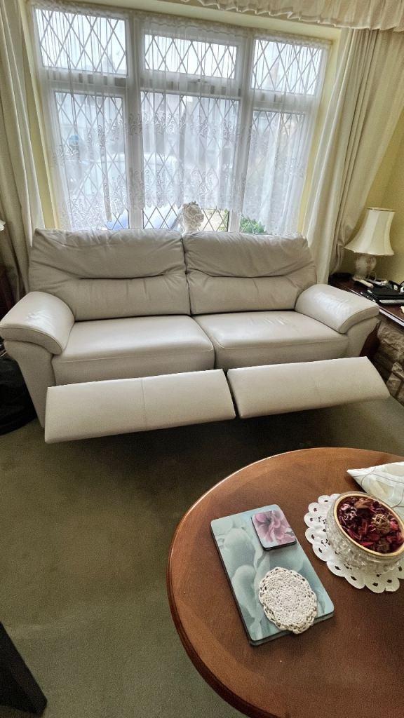 G plan Leather 3 seater sofa and armchair 