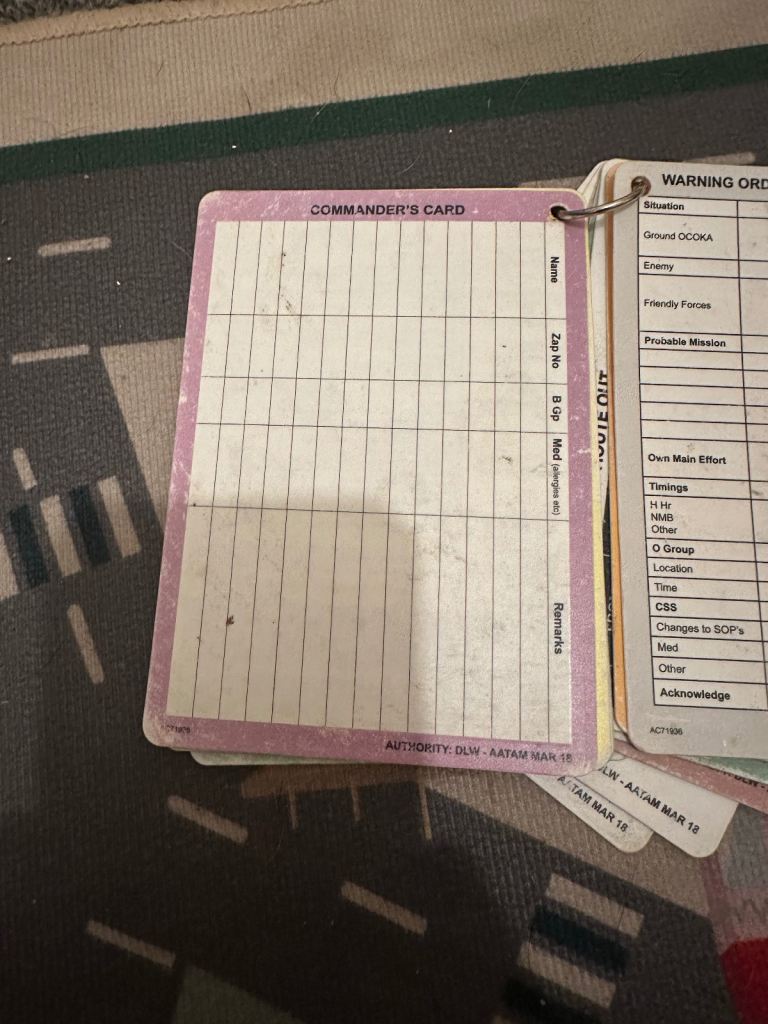 Military slates cards 