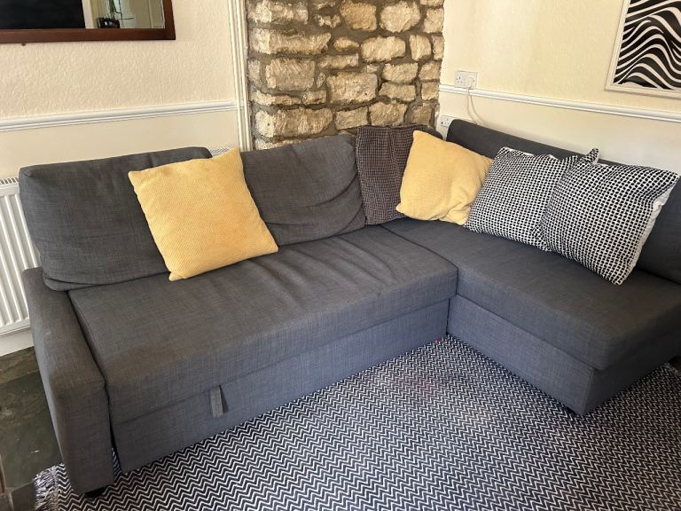 Grey Corner Sofa Bed with Storage – Good Condition