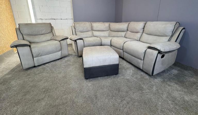 Large beige recliner corner sofa with matching arm chair DELIVERY AVAILABLE!