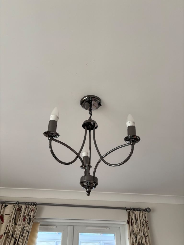 image for Trio gun metal silver chandeliers 