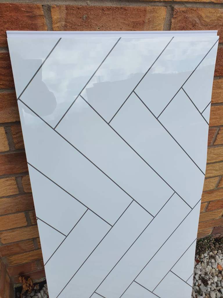 White Herringbone Effect PVC Shower Panels 2400mm x 1000mm x 10mm