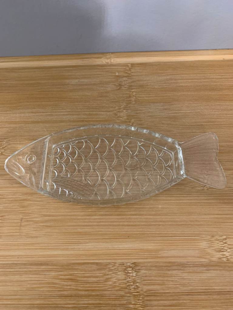 Vintage Glass Fish Shaped Serving Dish 22cm
