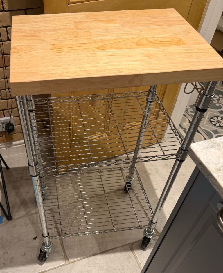 image for 3 tier table/microwave cart with wheels