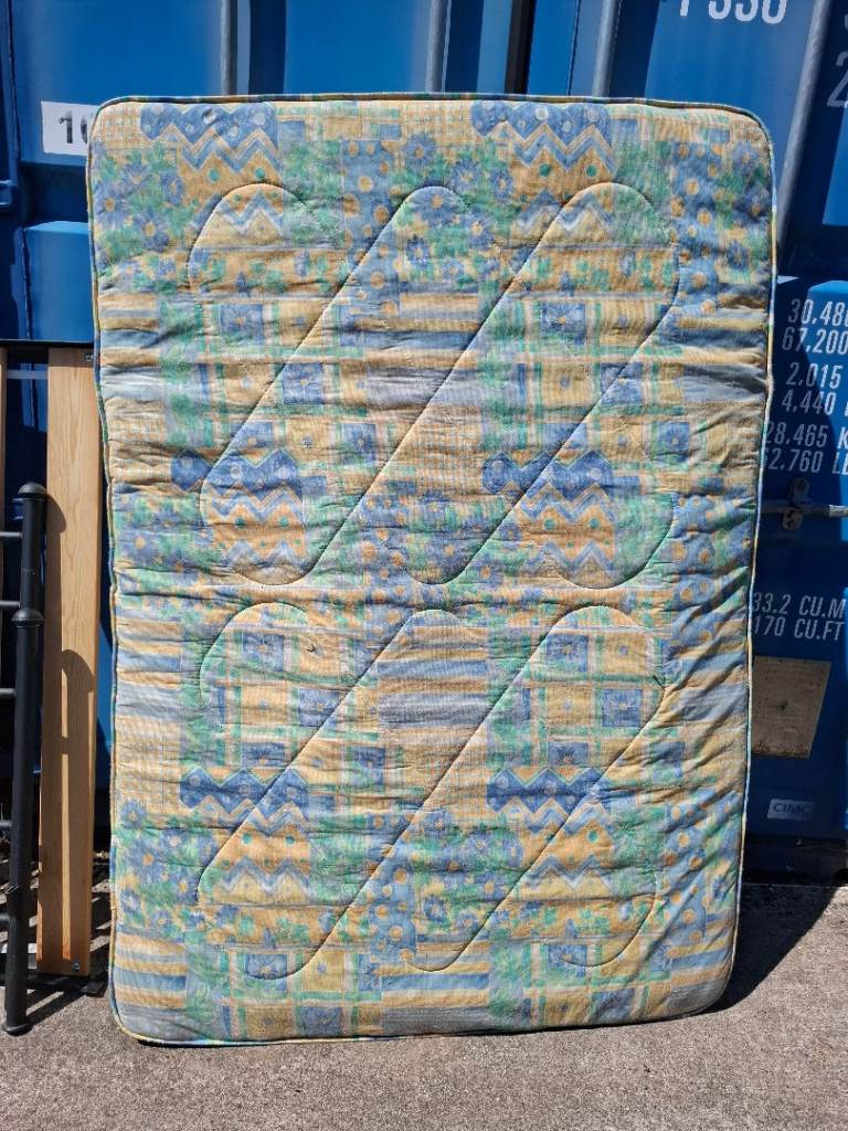 Metal double bed with mattress 