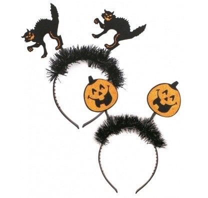 2 x Halloween Headbands with Spooky Pumpkins & Black Cats