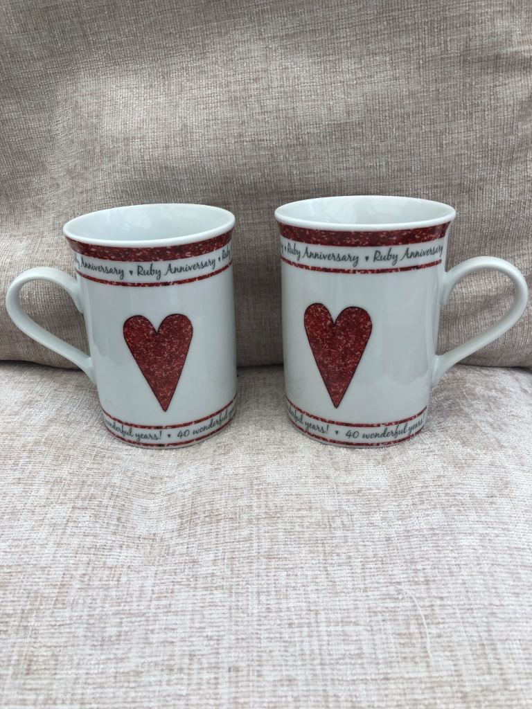 40th Wedding Anniversary Mugs Excellent Condition 