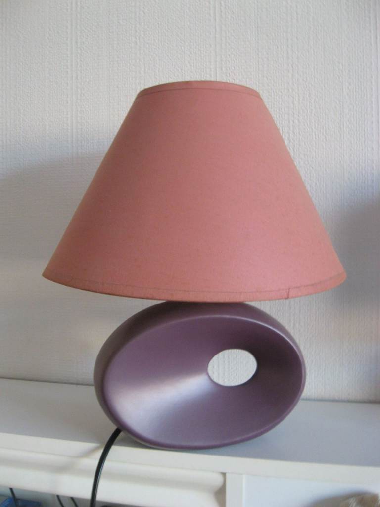 Next purple mauve unusual heavy pottery table / bedside lamp 