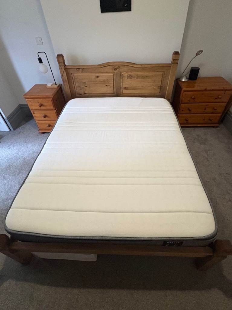 King size wooden frame and mattress in great condition