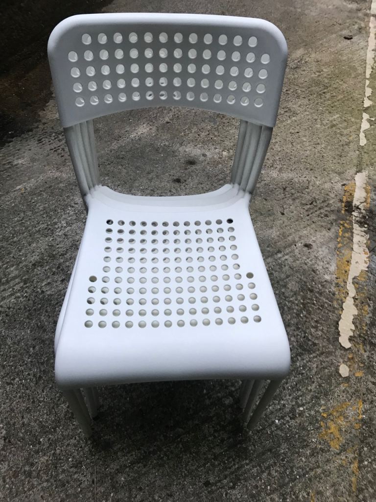White Perforated Plastic Chair – Good Condition