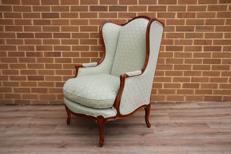 Wesley Barrell French Wingback Armchair with Footstool (UK Delivery)