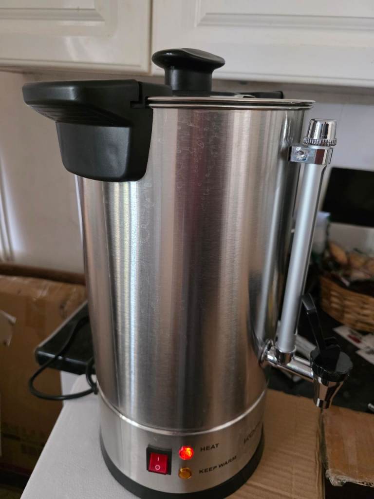 10L Hot Water Boiler Catering Urn Adjustable Temperature 1800W Double-Layer Stainless Steel – 10L